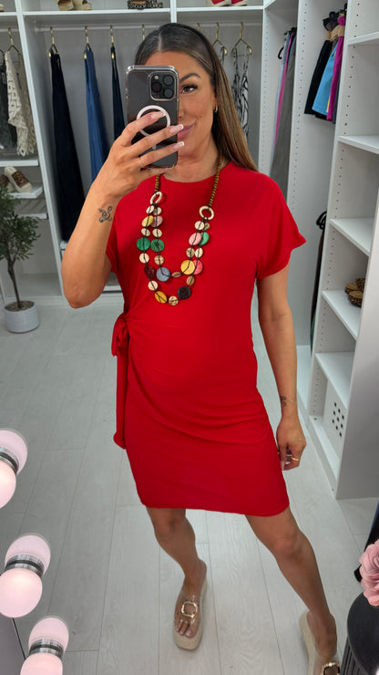 Karen Tie Side Plain Necklace Dress