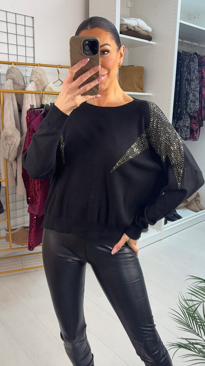 Margret Oversized Studded Star Detailed Knit Jumper