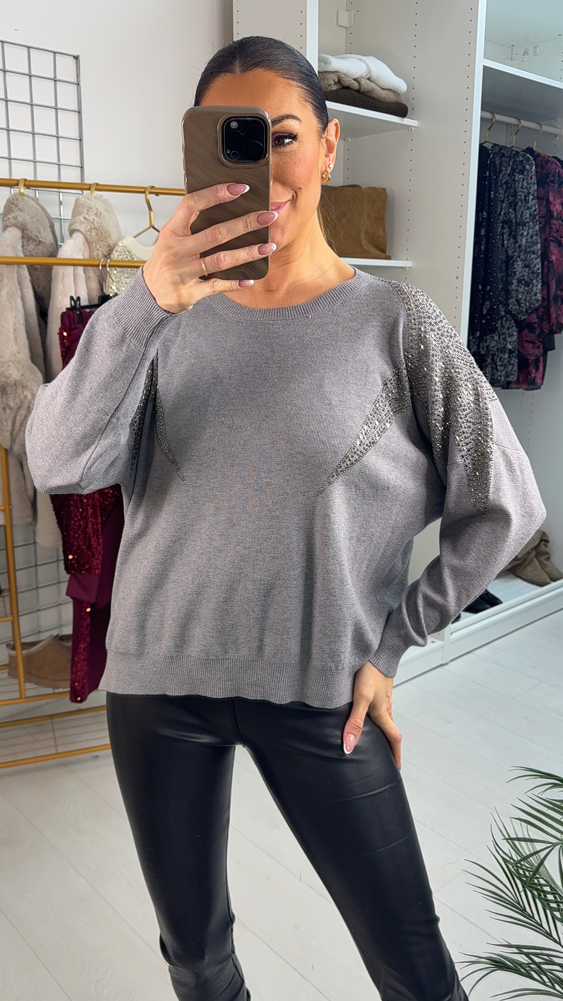 Margret Oversized Studded Star Detailed Knit Jumper