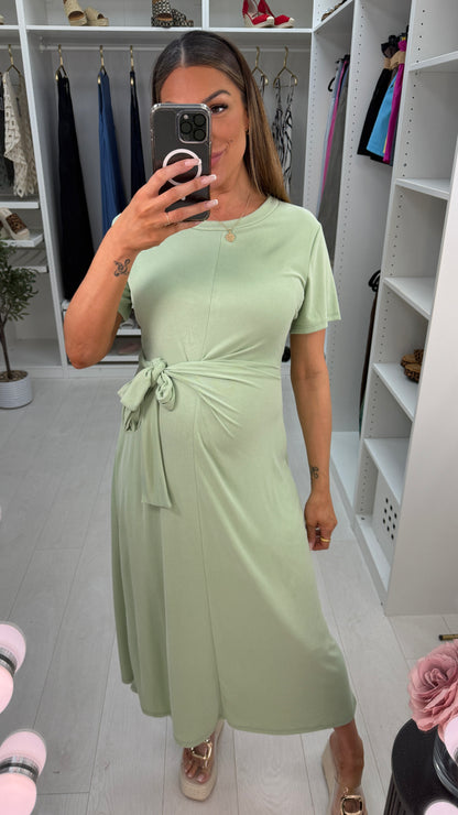 Pia Plain Tie Front Midi Dress