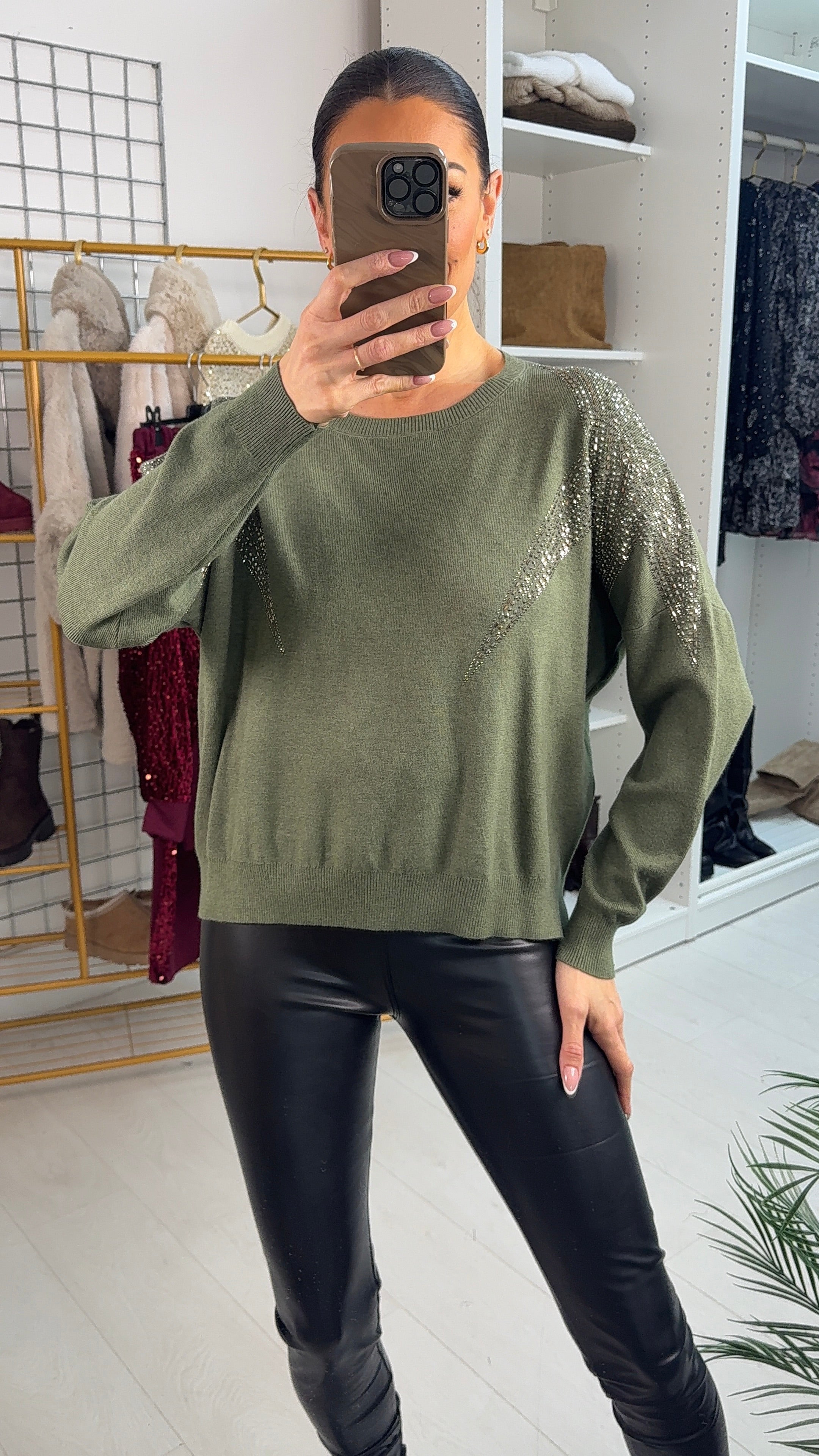Margret Oversized Studded Star Detailed Knit Jumper