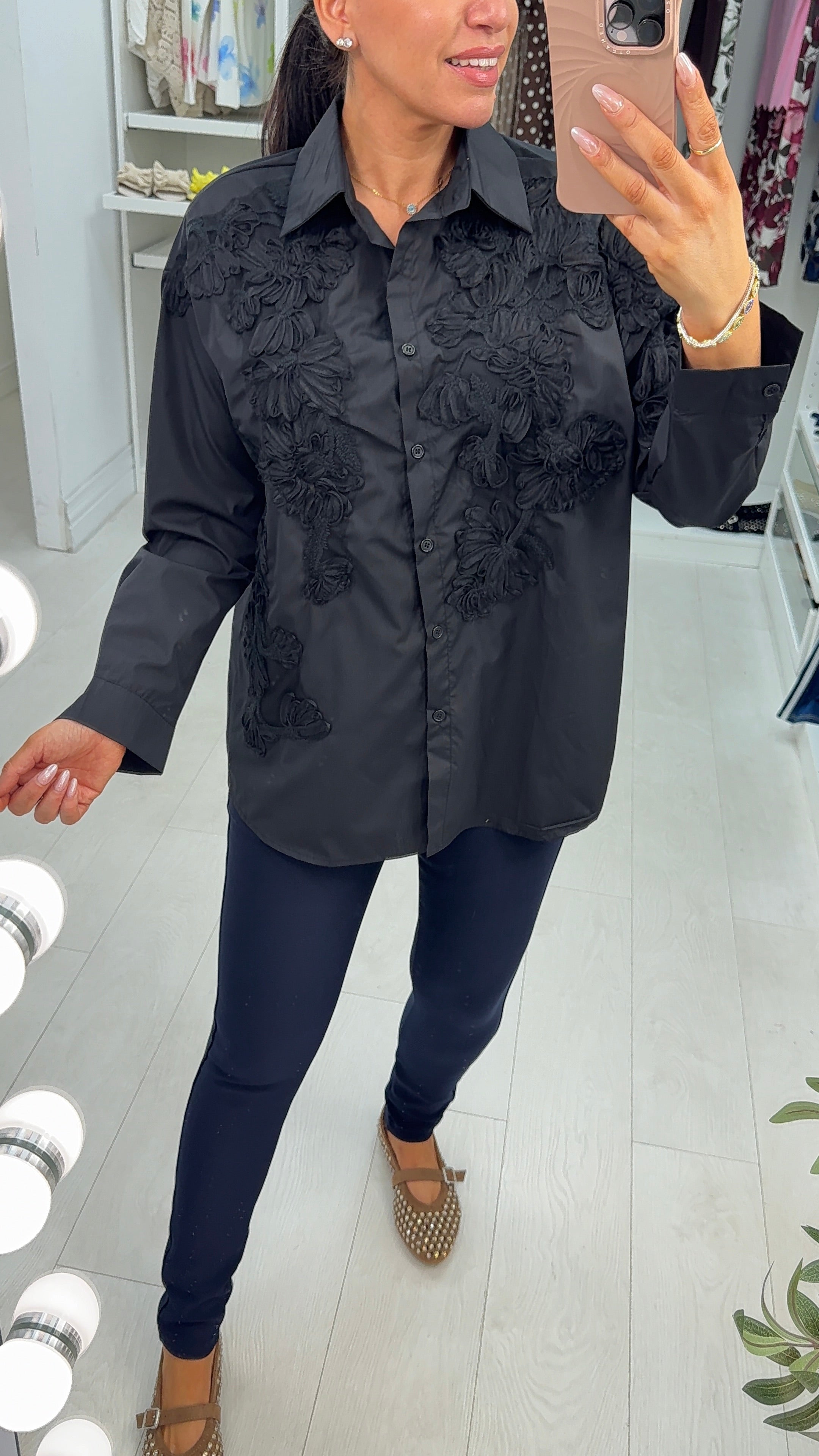 Fiorella Embroidered Floral Relaxed Fit Shirt