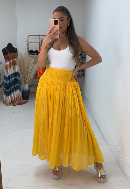 Stefanie Plain Elasticated High Waist Maxi Skirt