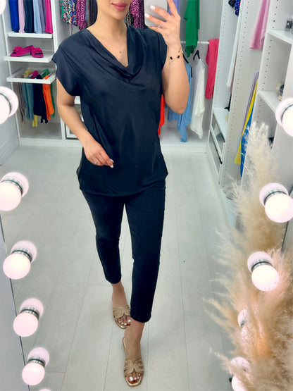 Arwen Satin Cowl Neck Top