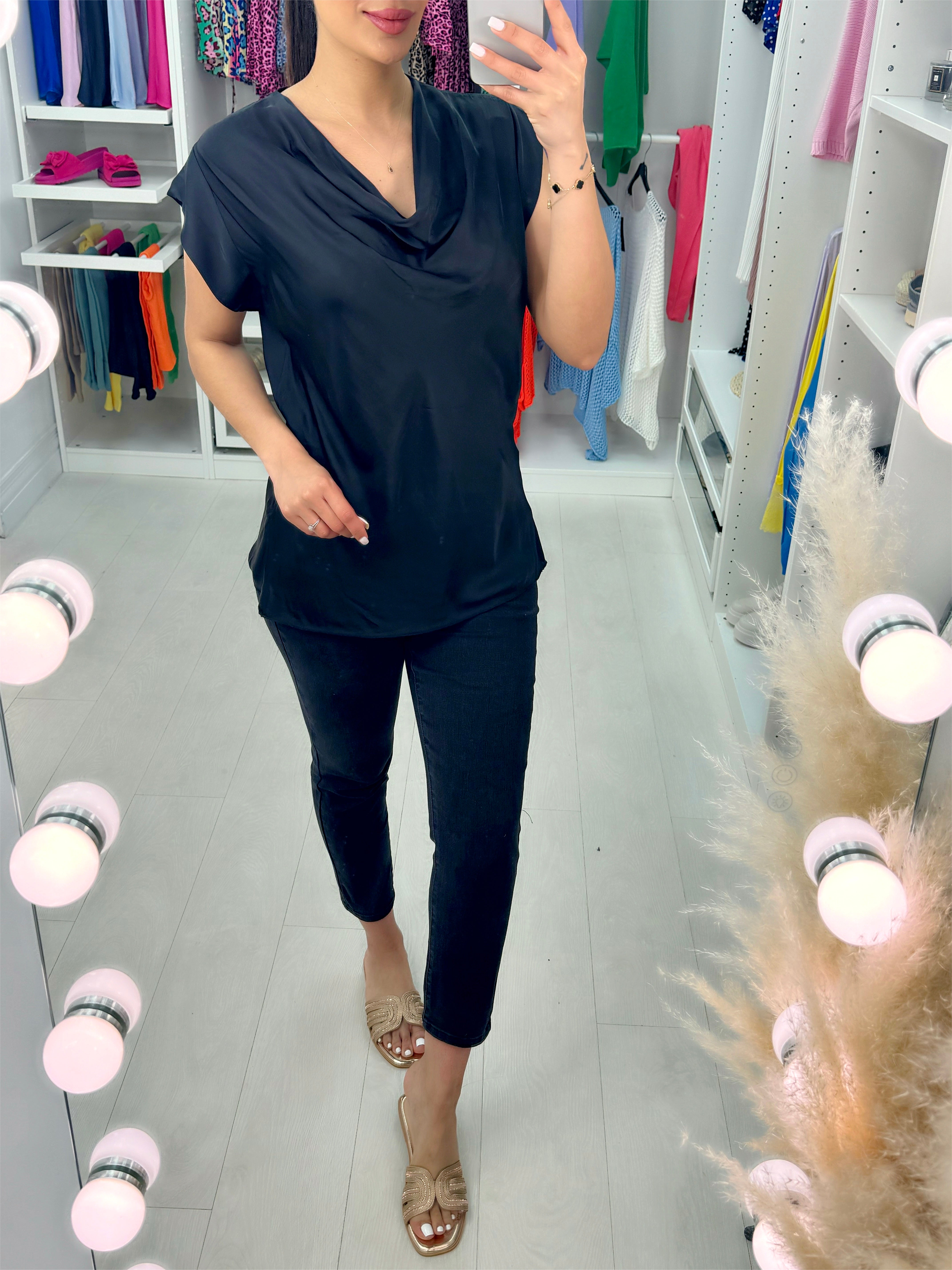 Arwen Satin Cowl Neck Top
