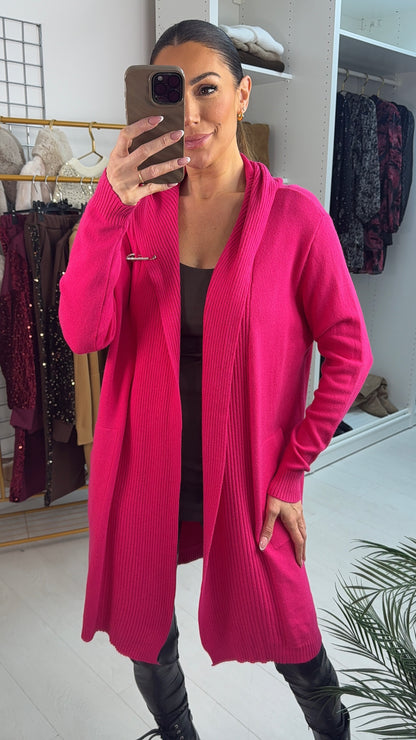 Seema Diamante Pin Hooded Drape Front Cardigan