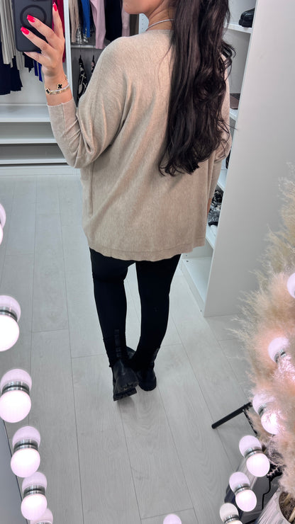 Almeolitta Diamante Studded Heart Drop Sleeve Knit Top