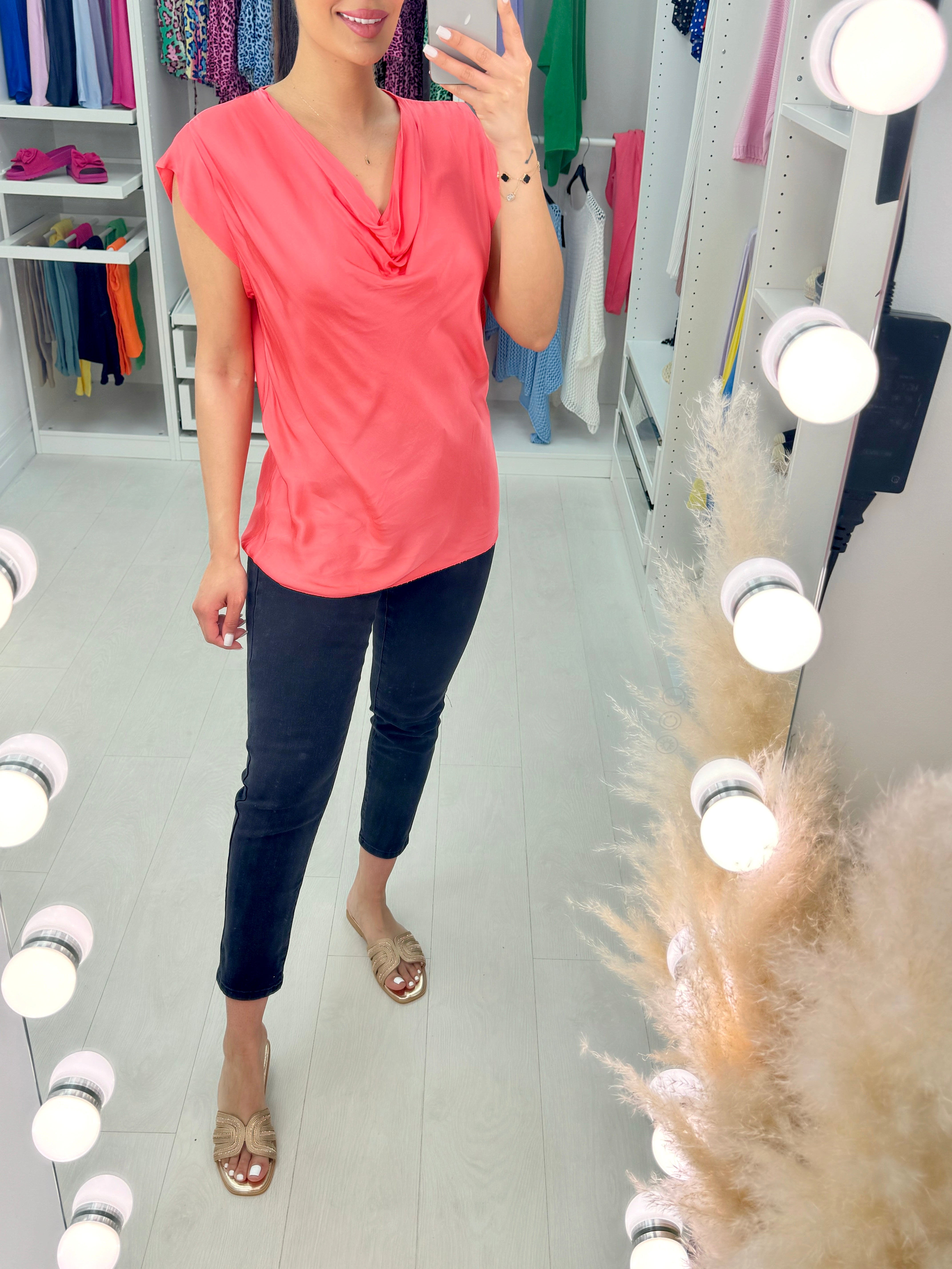 Arwen Satin Cowl Neck Top