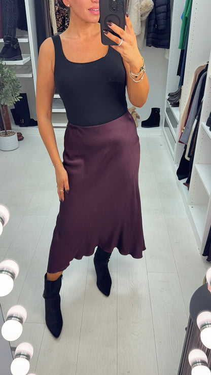 Drea Elasticated Waist Satin Midi Skirt