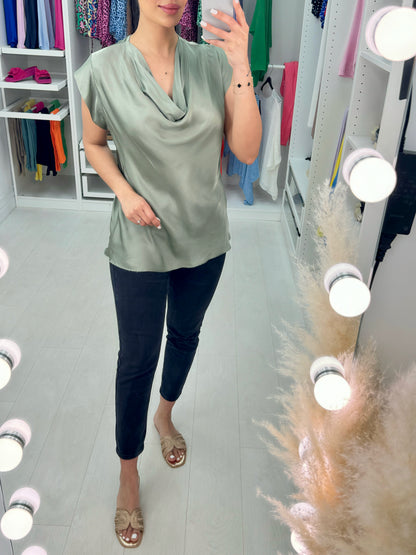 Arwen Satin Cowl Neck Top