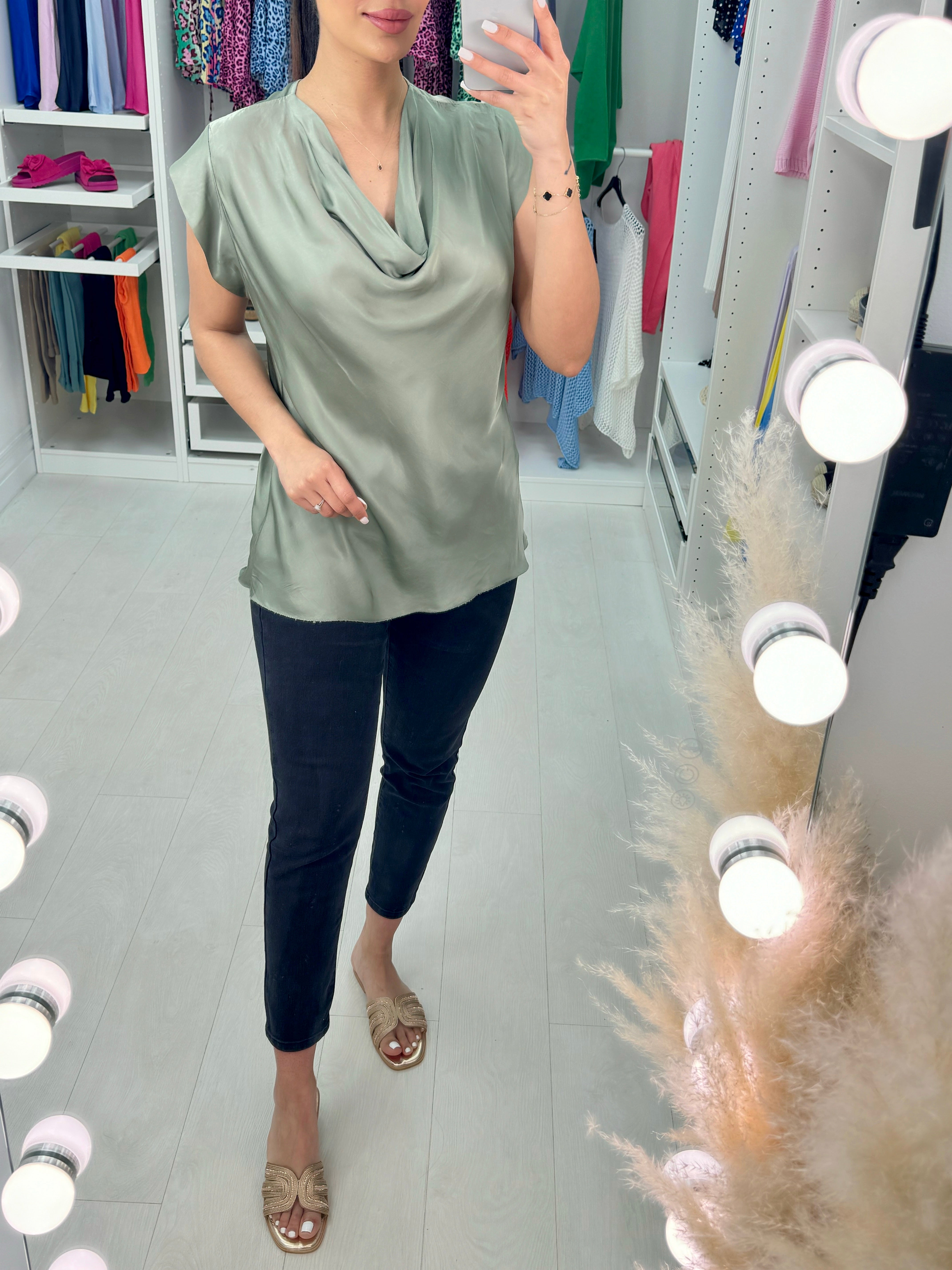 Arwen Satin Cowl Neck Top