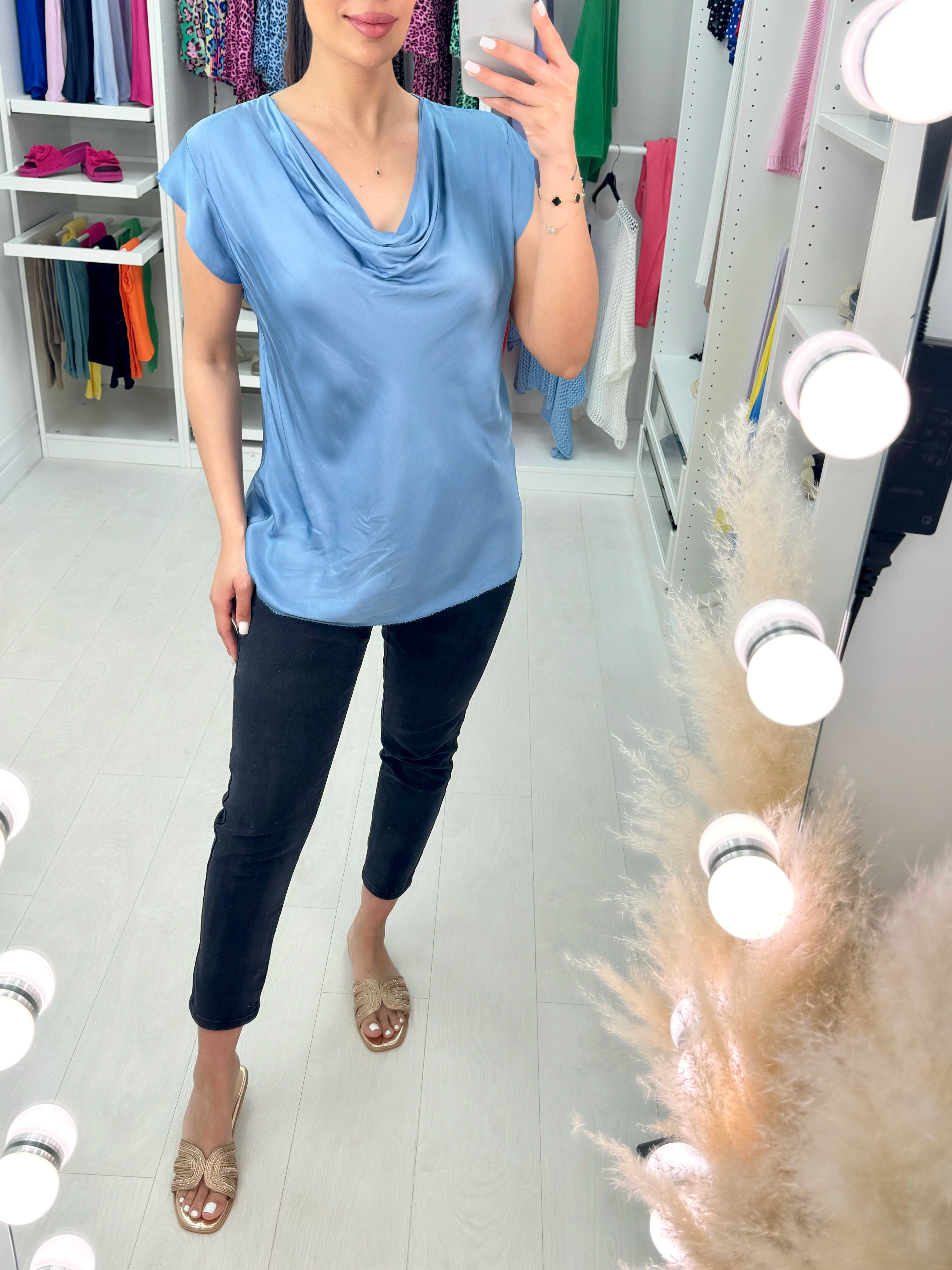 Arwen Satin Cowl Neck Top