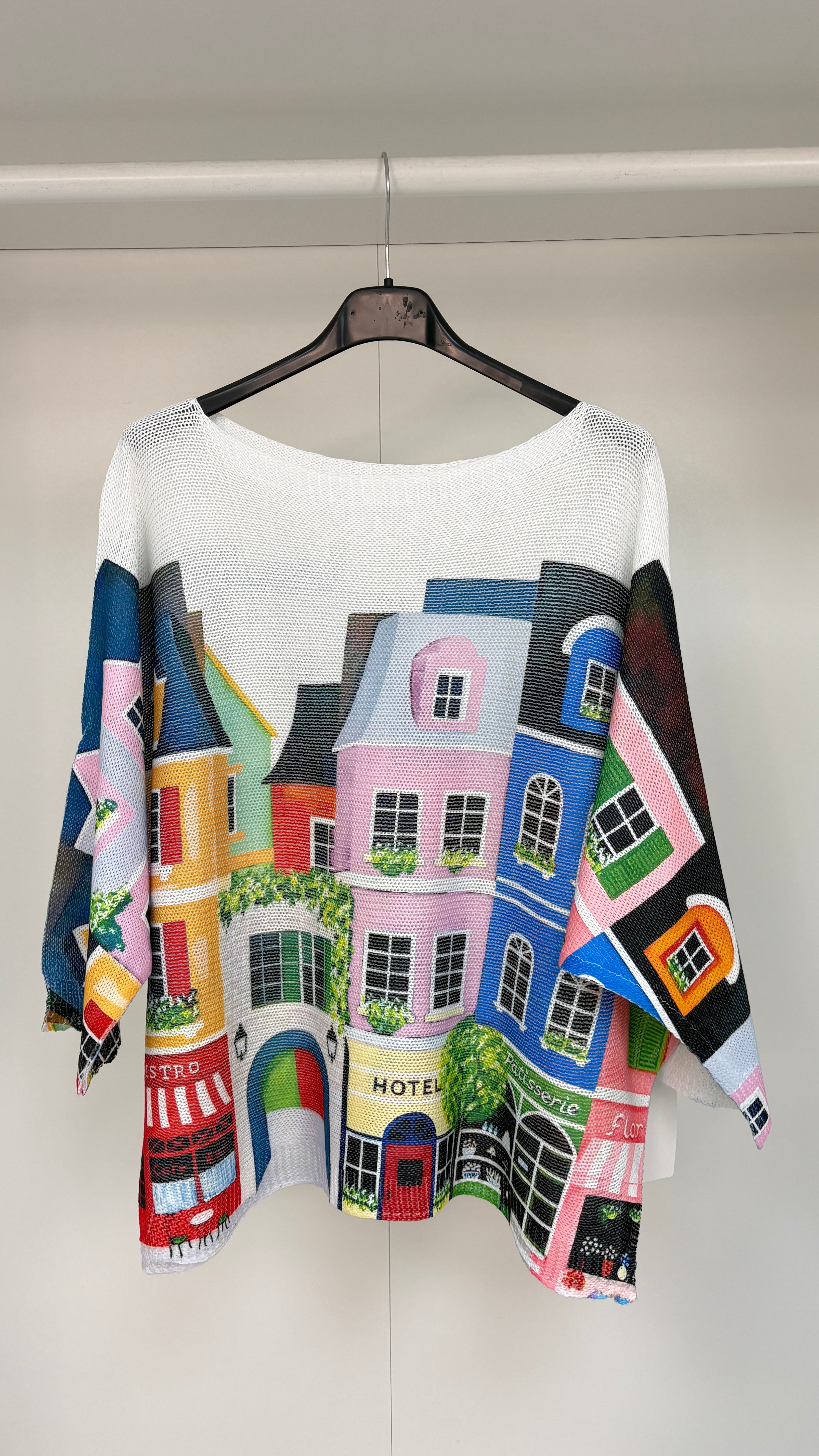 Oriana City Print Batwing Top