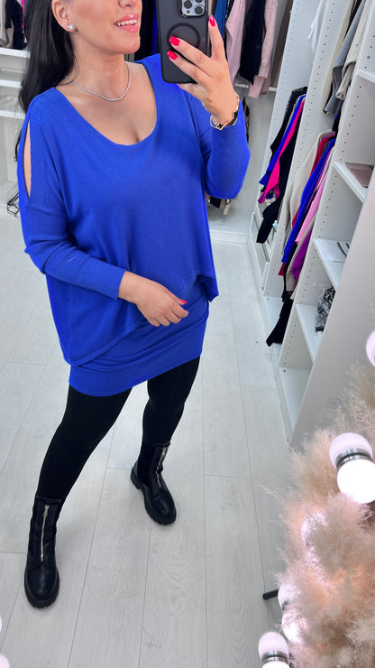 Candace Cold Shoulder Double Layered Jumper