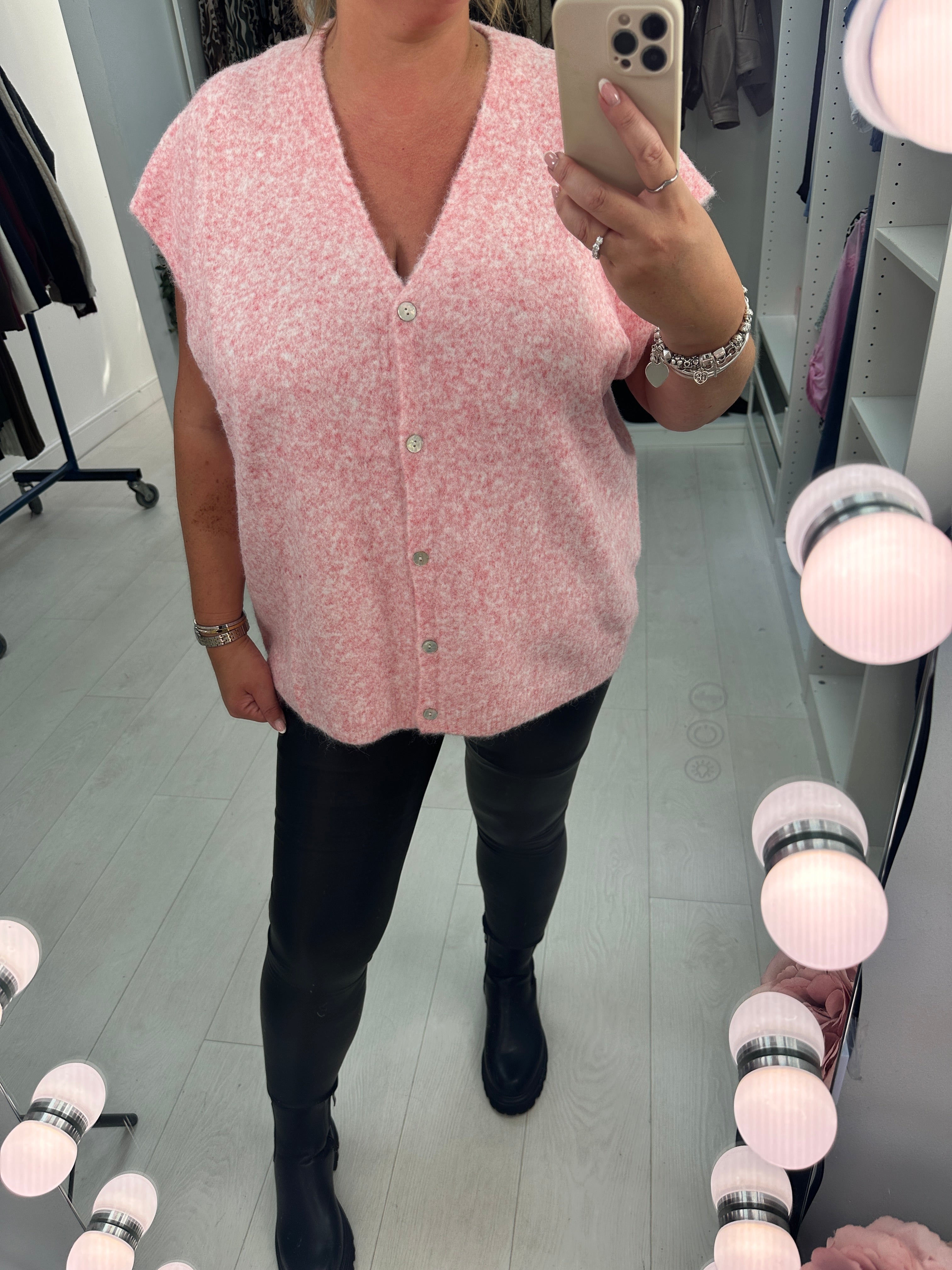 Sabella Plain Sleeveless Knitted Cardigan