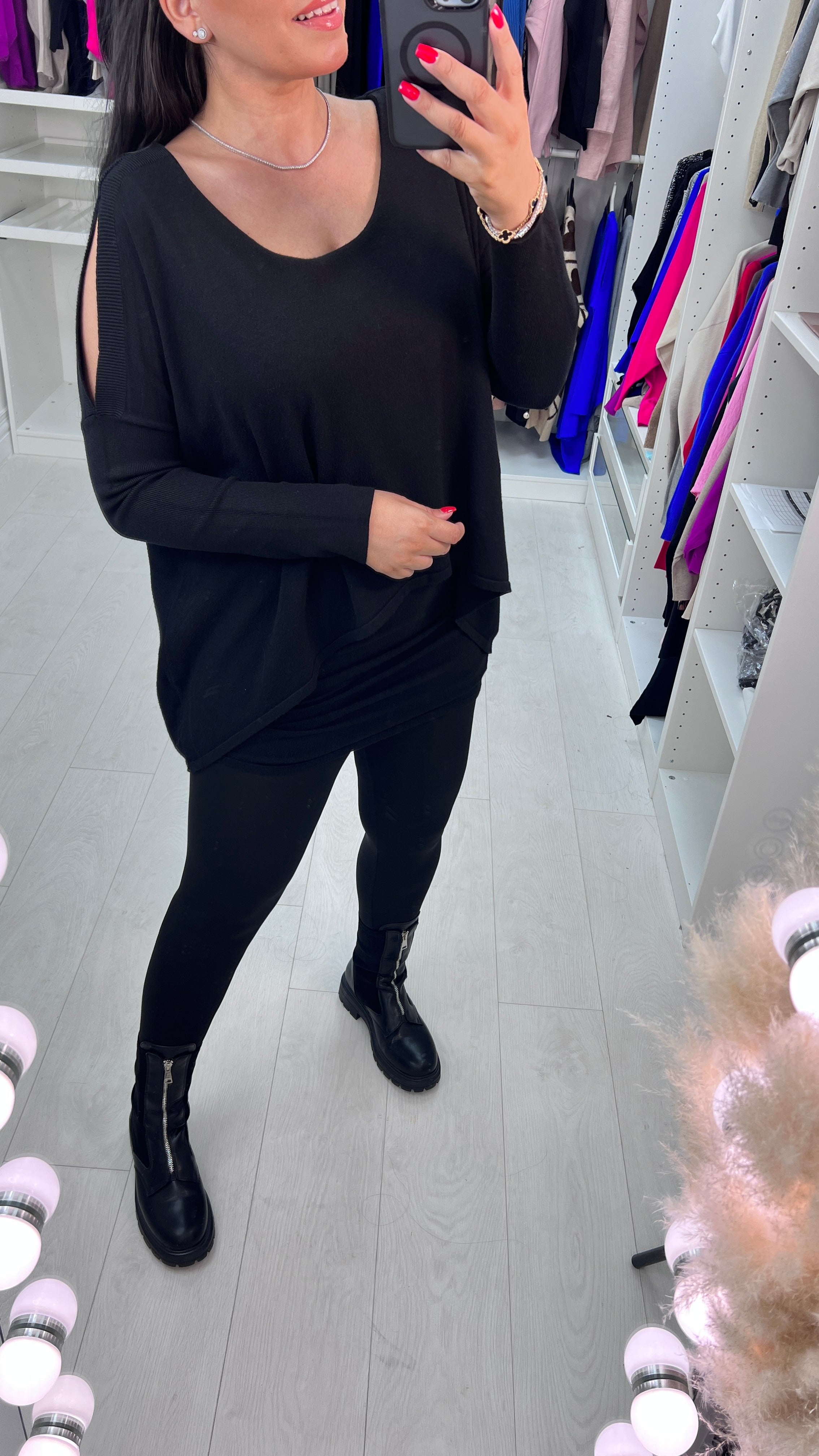 Candace Cold Shoulder Double Layered Jumper