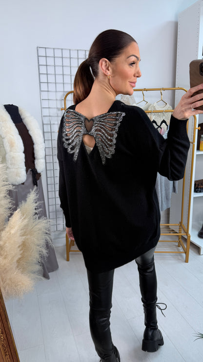 Chenko Butterfly Diamante Back Jumper