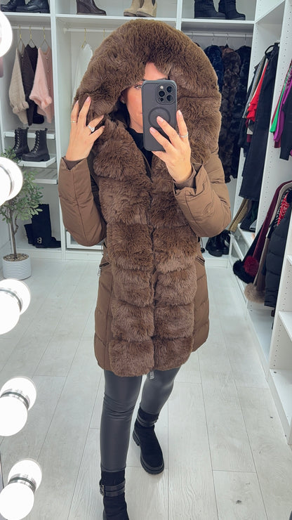 Waverly Faux Fur Padded & Belted Coat