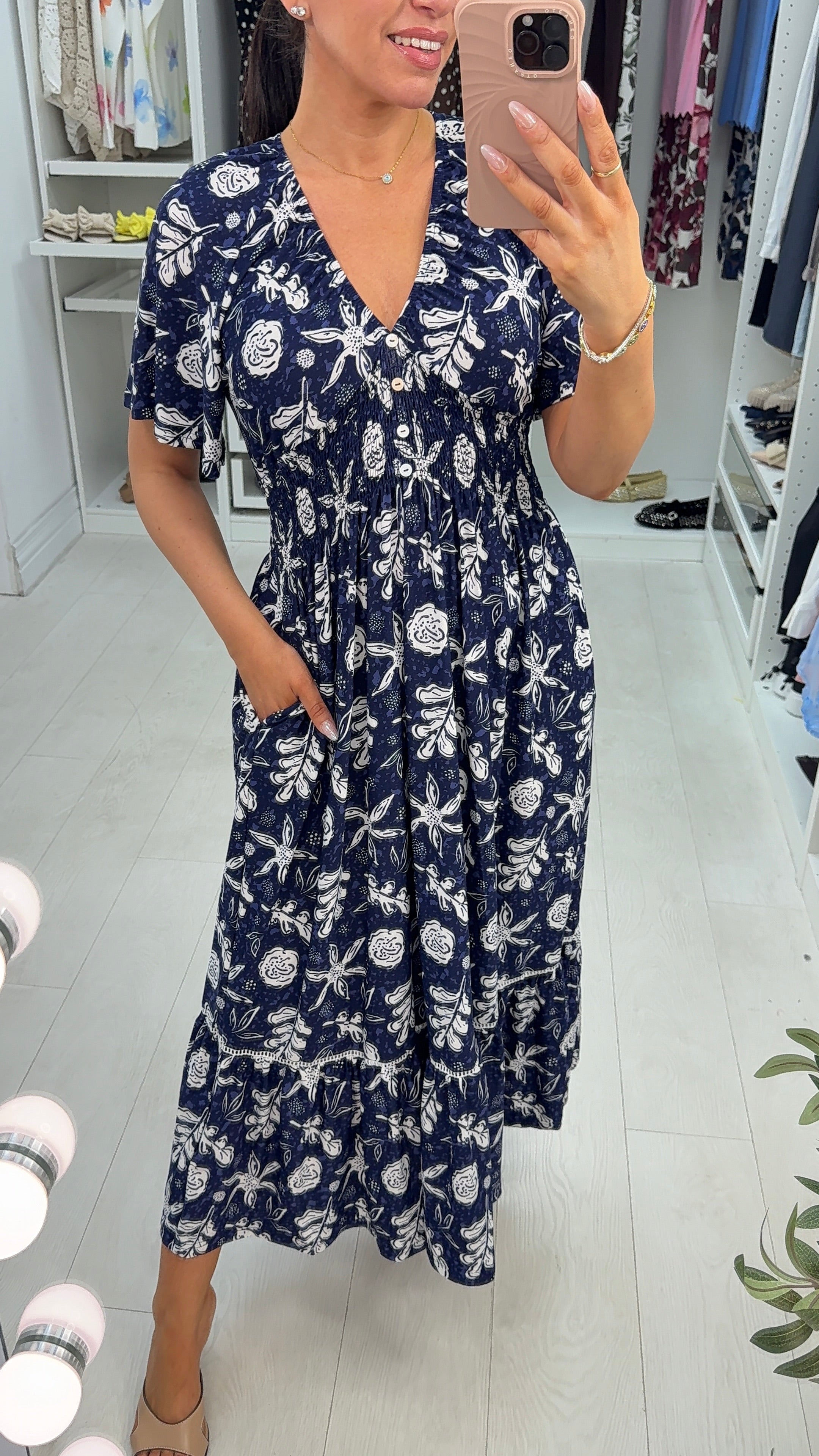 Cleonie Floral Print V Neck Magic Maxi Dress