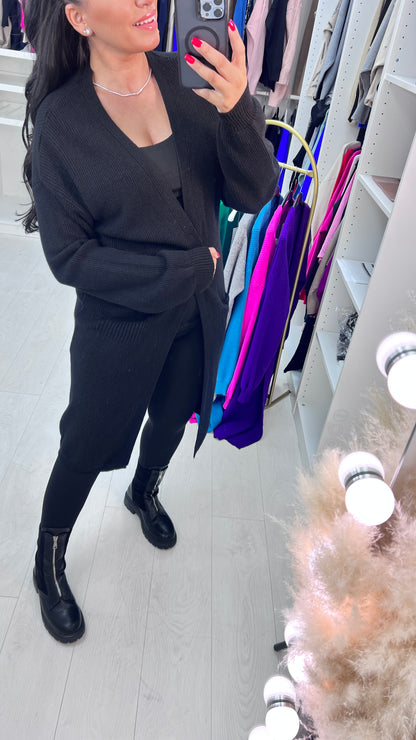 Conrad Longline Ribbed Knitted Cardigan