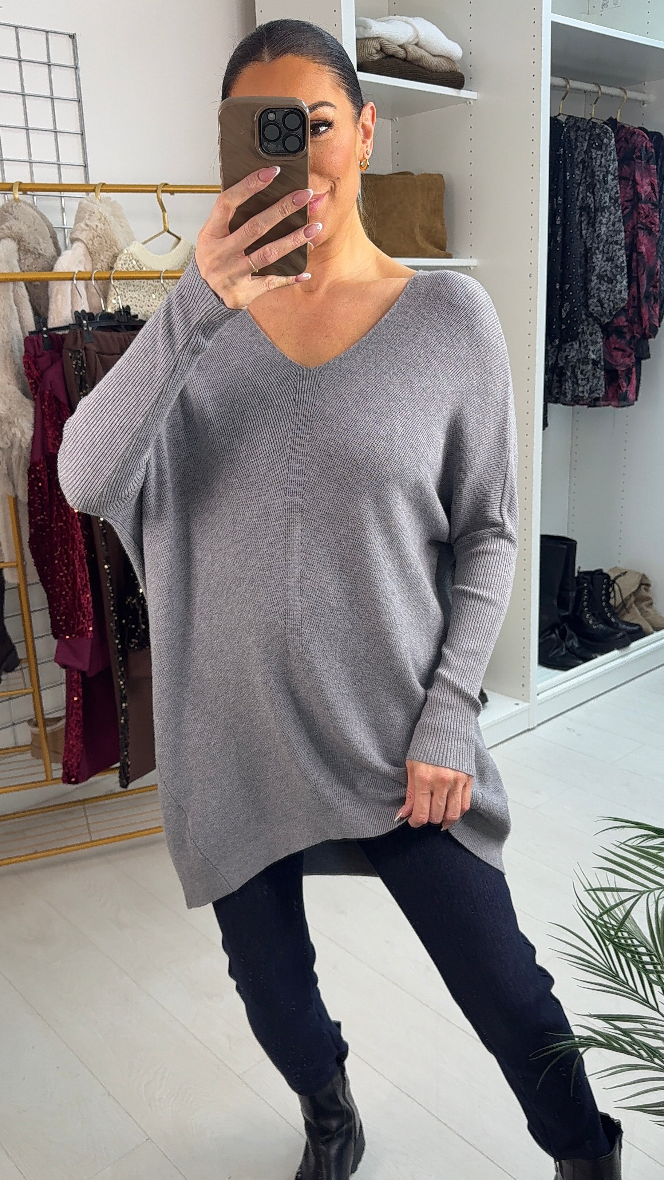 Marlene Curved Hem Rib Detail Jumper