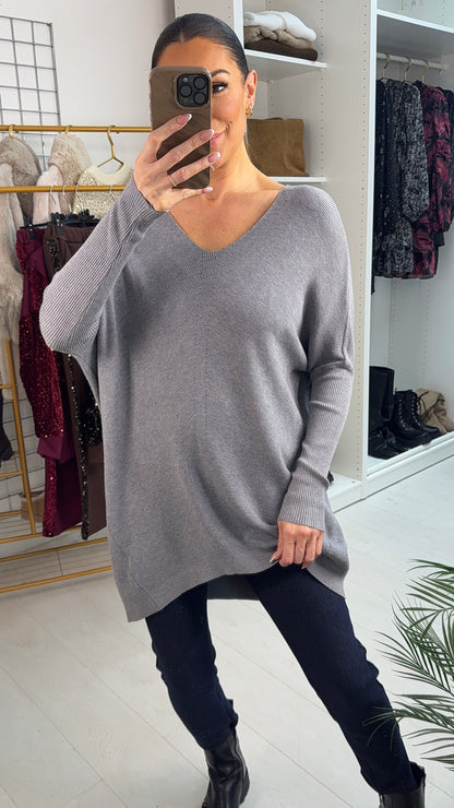 Marlene Curved Hem Rib Detail Jumper