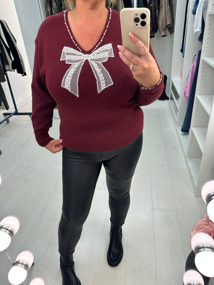 Yanita Pearl & Bow Detail Super Soft Jumper