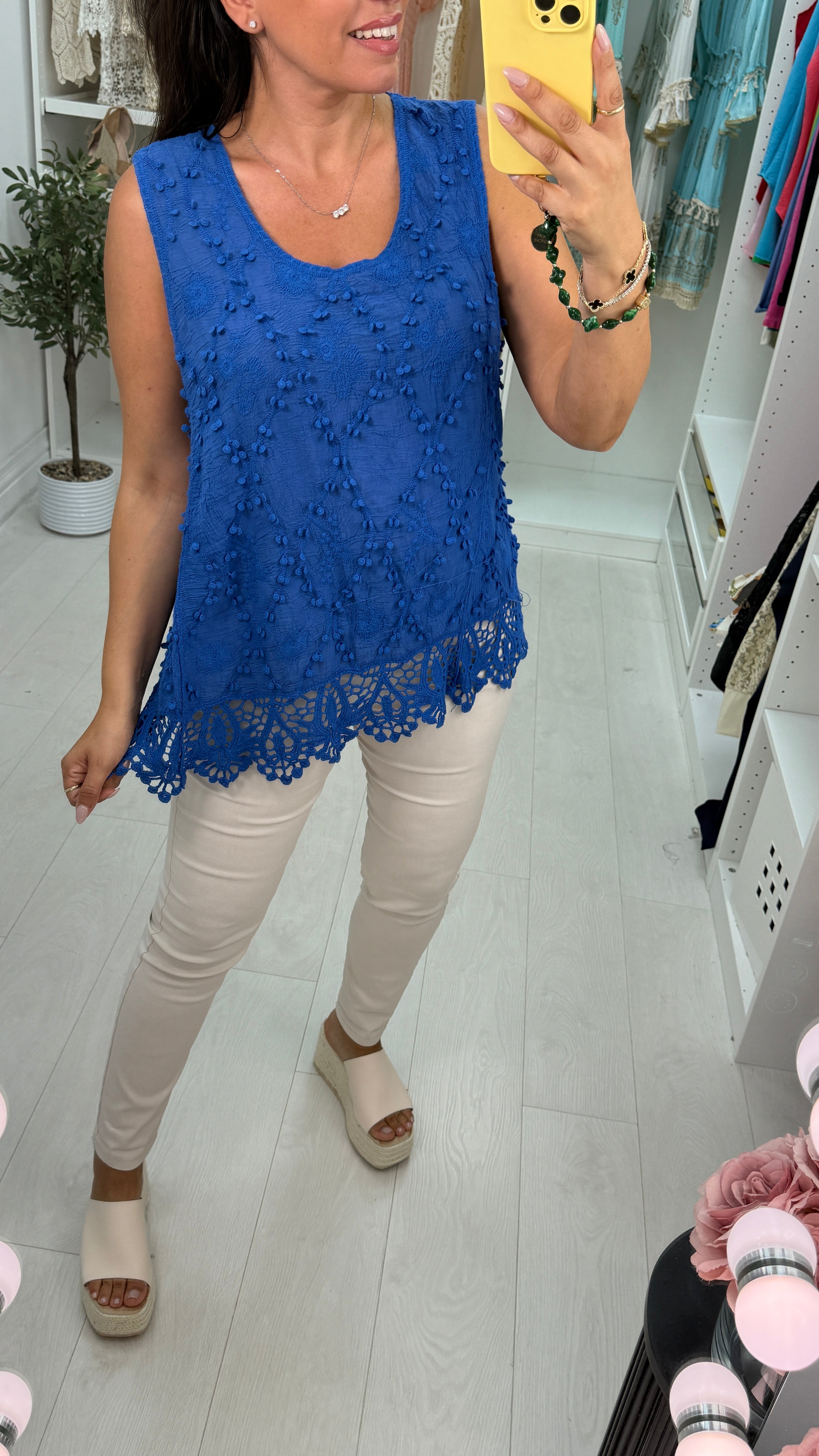 Denisha Textured Crochet Hem Top