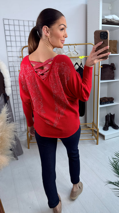Axel Diamante Angel Wing Cross Back Jumper
