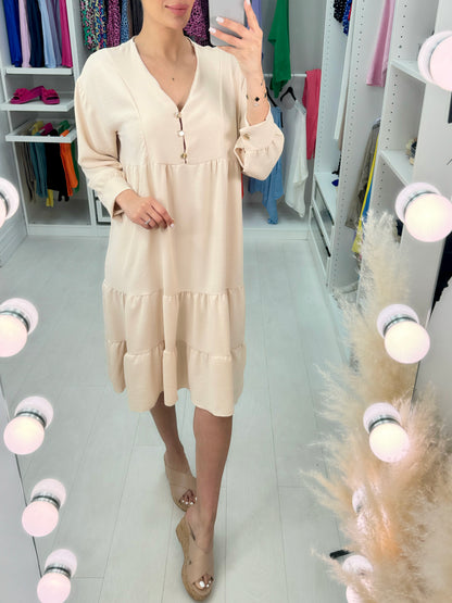 Lumi Plain Tiered Hem Smock Dress