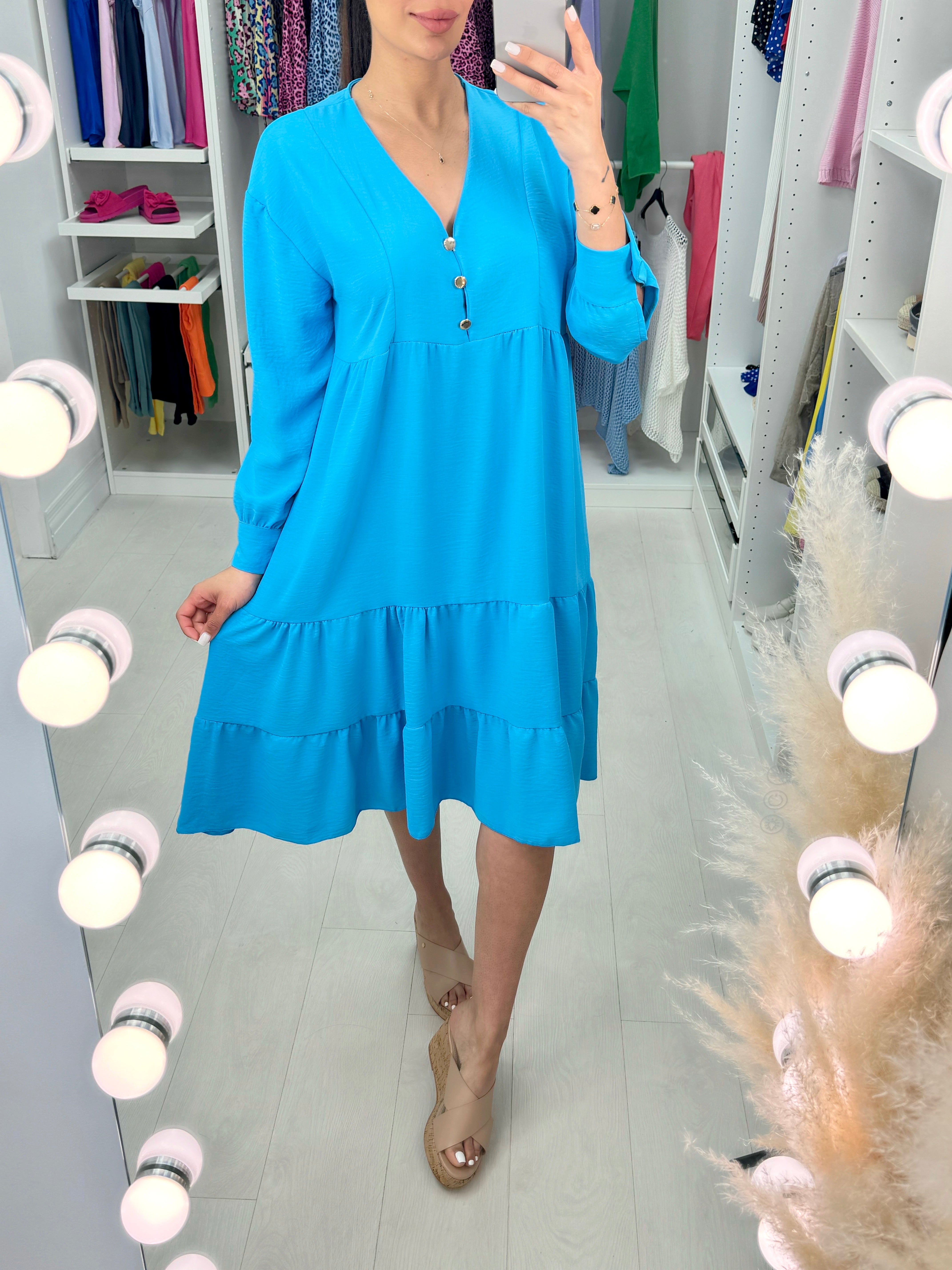 Lumi Plain Tiered Hem Smock Dress