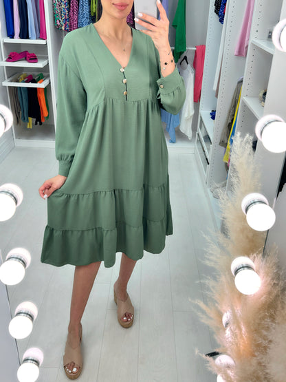 Lumi Plain Tiered Hem Smock Dress