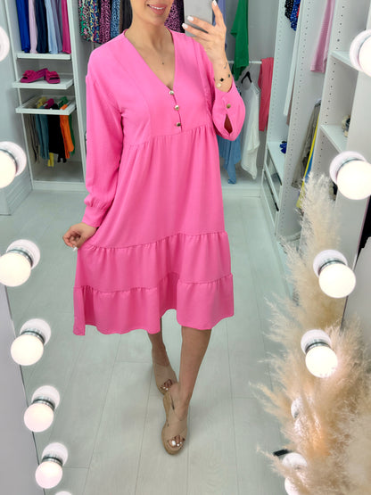 Lumi Plain Tiered Hem Smock Dress