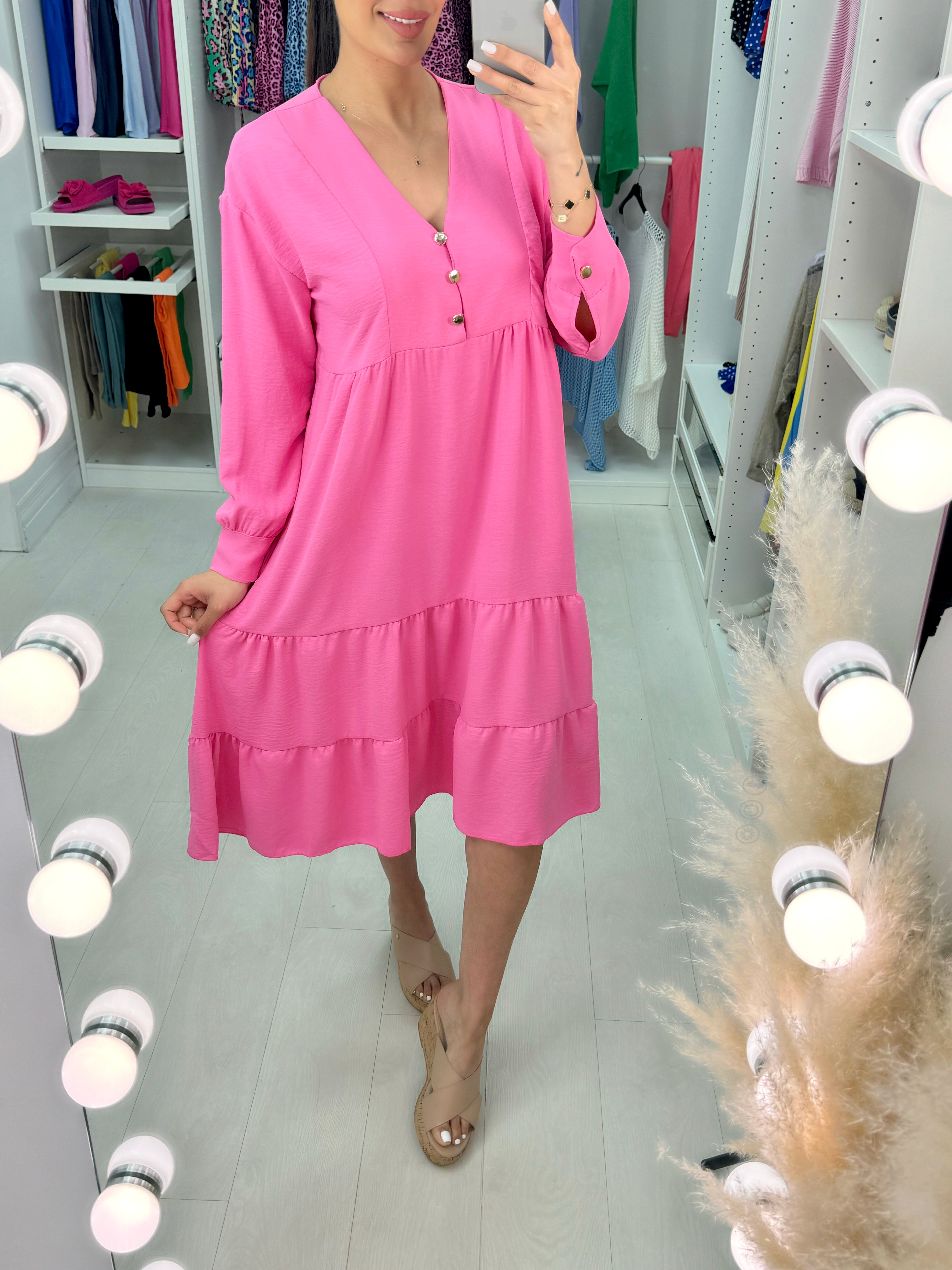 Lumi Plain Tiered Hem Smock Dress