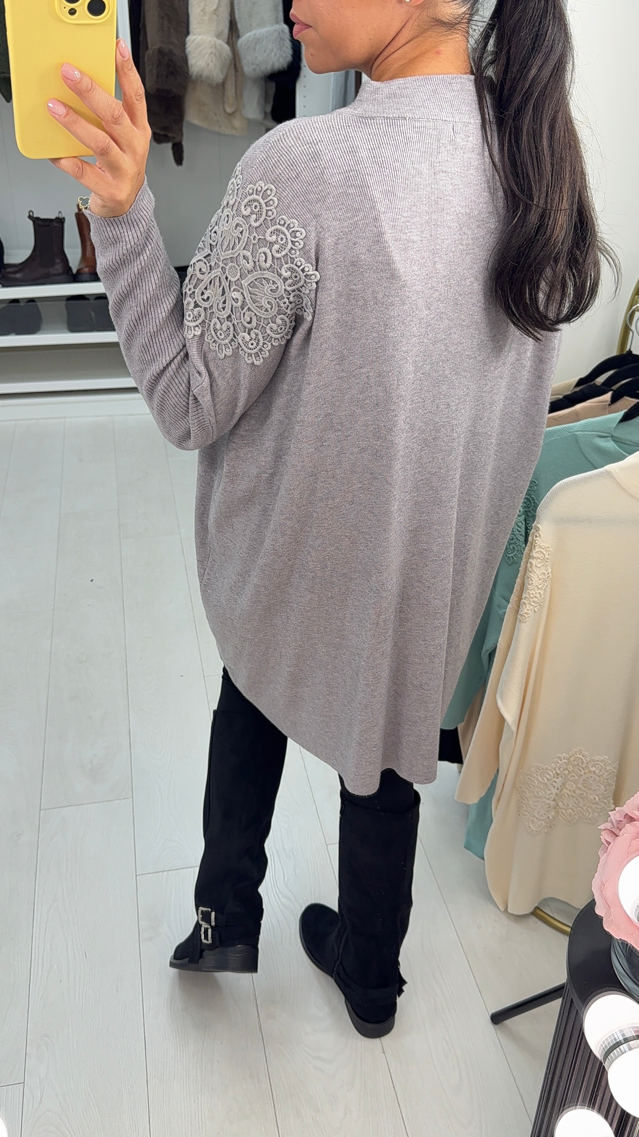 Celestine Crochet Detail Longline Jumper