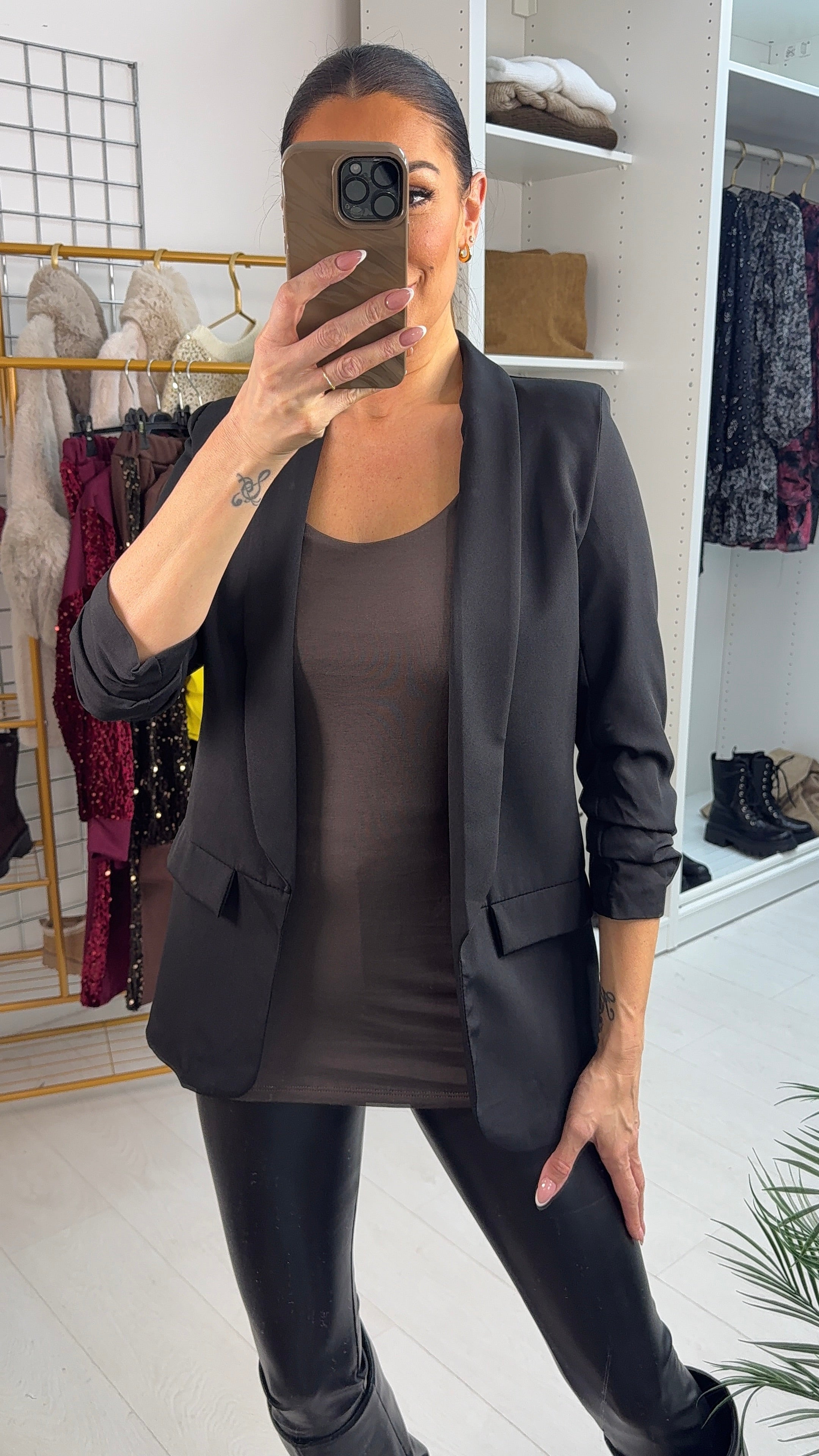 Gelato Ruched Sleeve Blazer