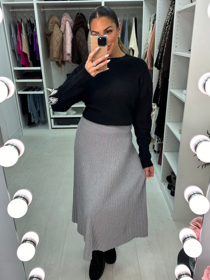 Polly Plain Pleated Knitted Skirt