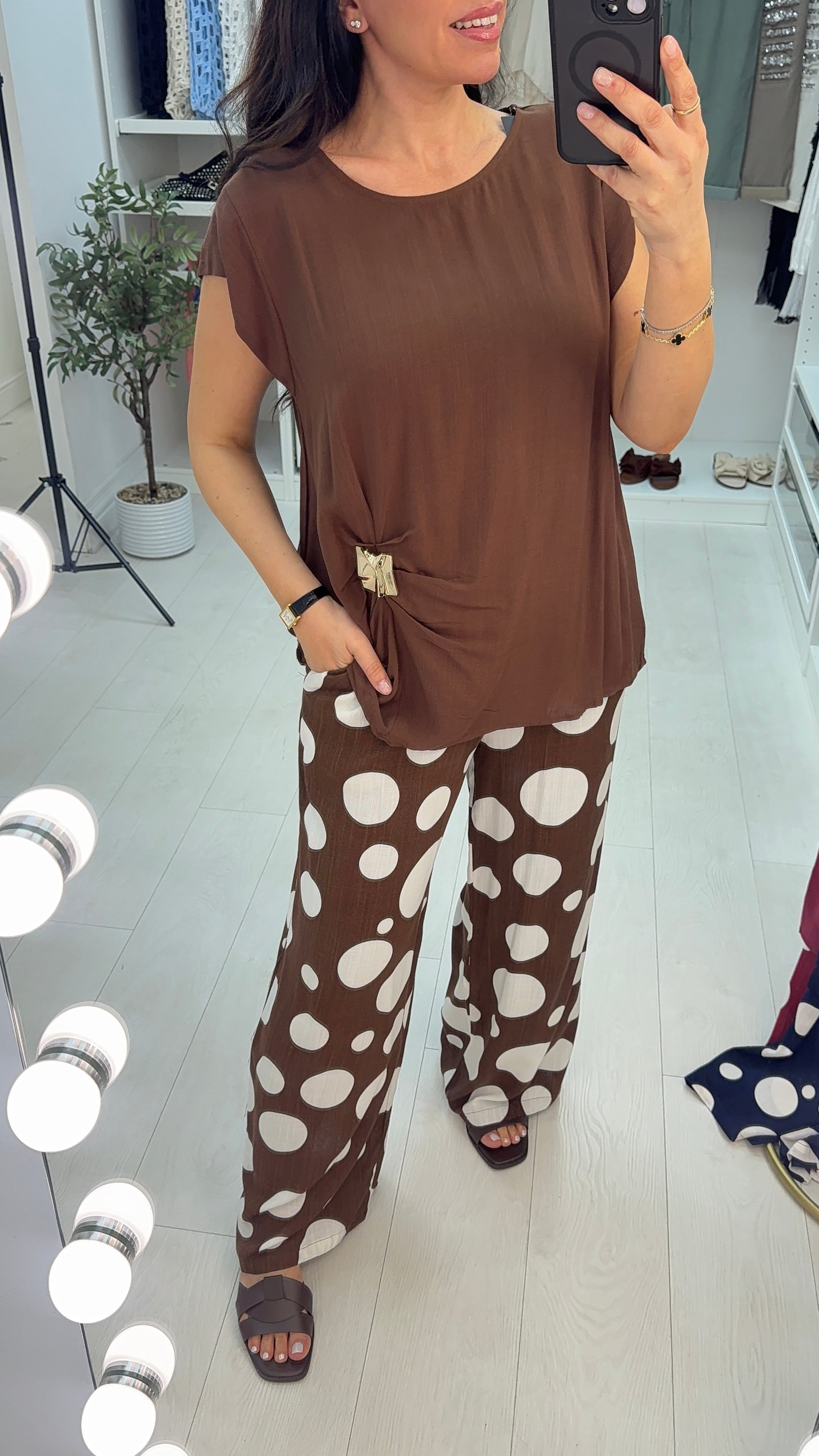 Maylah Buckle Feature Polka Dot Co-Ord Set