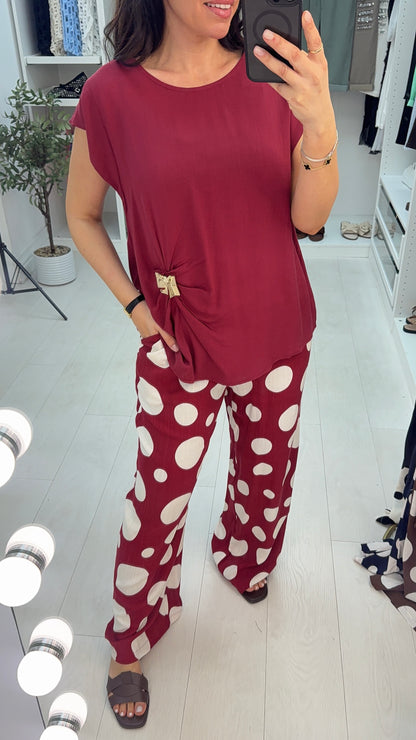 Maylah Buckle Feature Polka Dot Co-Ord Set