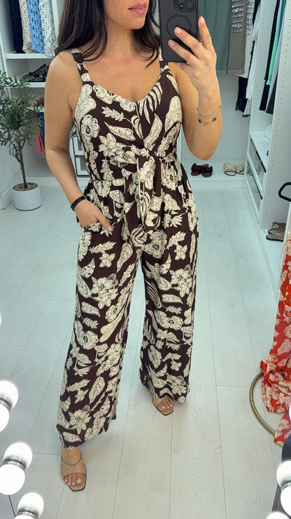 Miley Floral Print Tie Front Jumpsuit