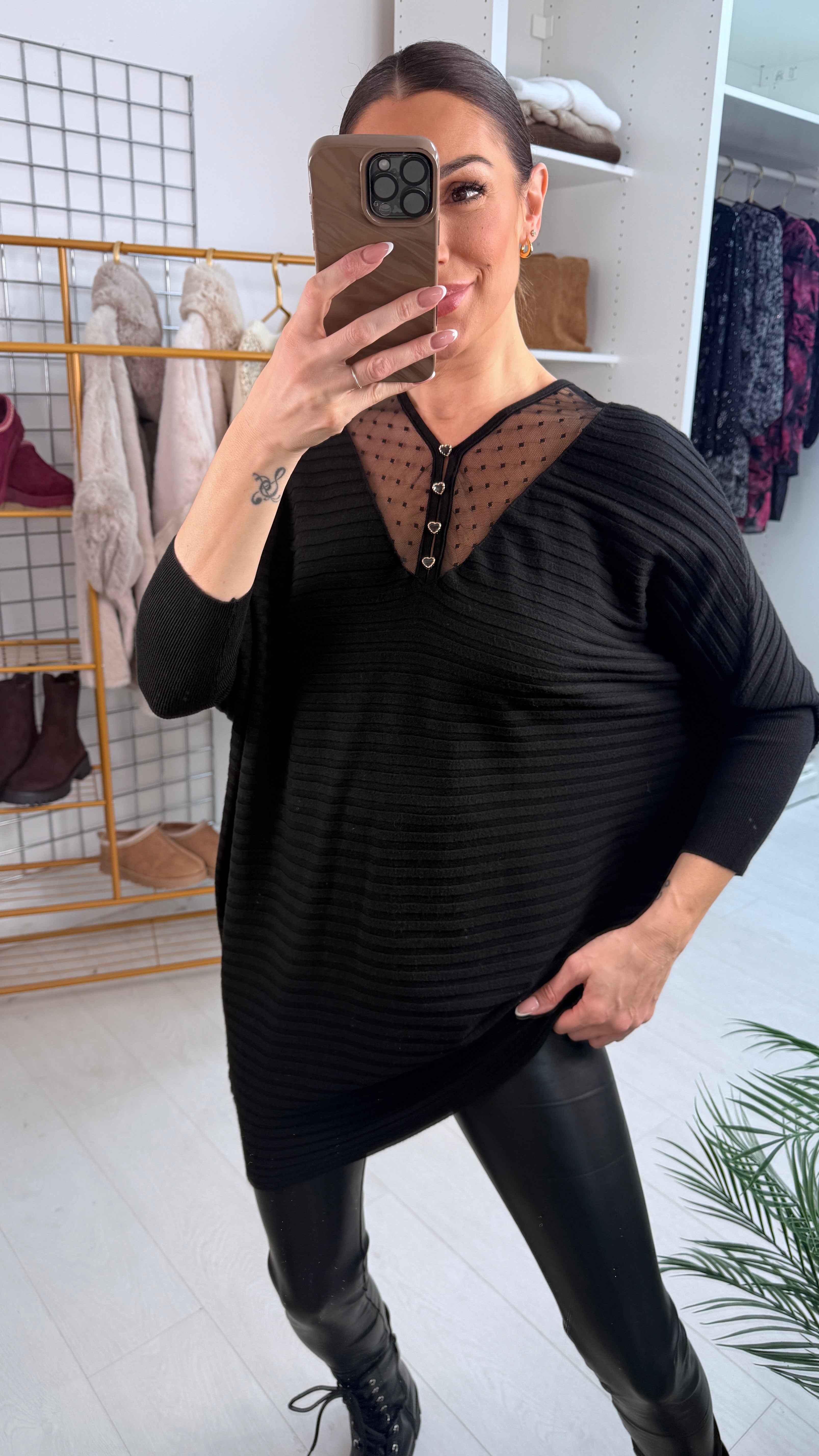 Jayla Ribbed Heart Button Knit Top