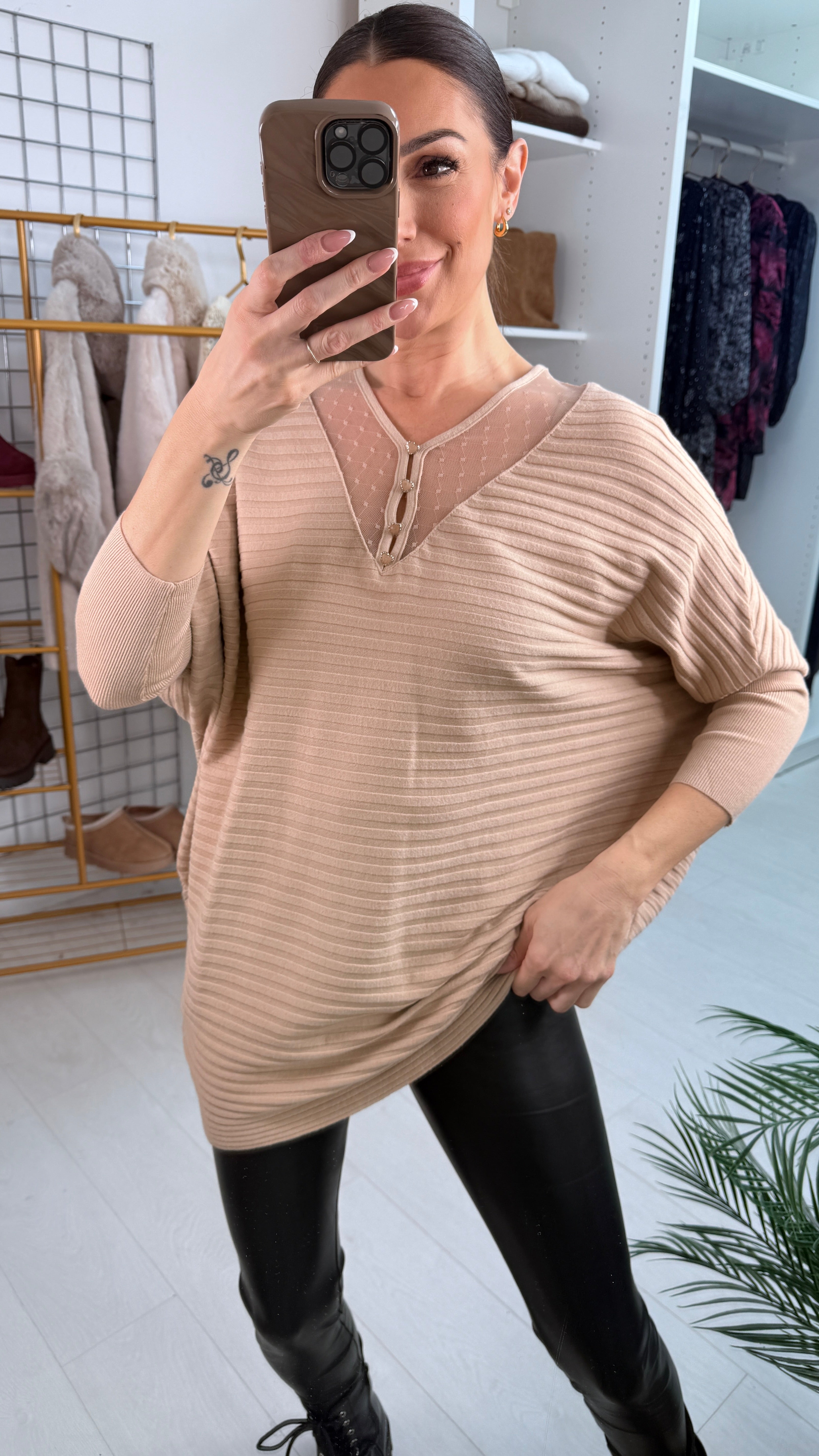 Jayla Ribbed Heart Button Knit Top