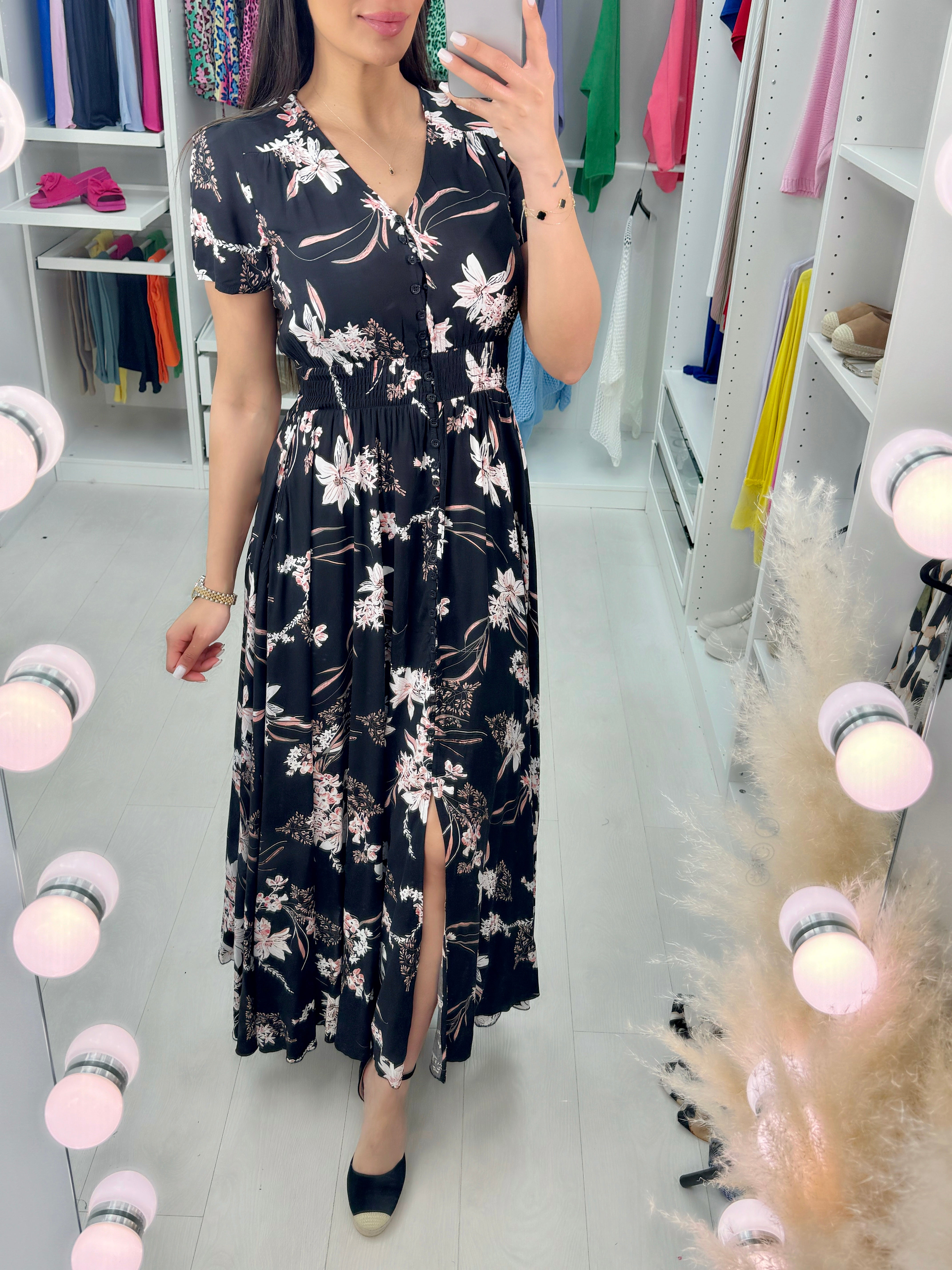 Sabela Black Floral Maxi Dress