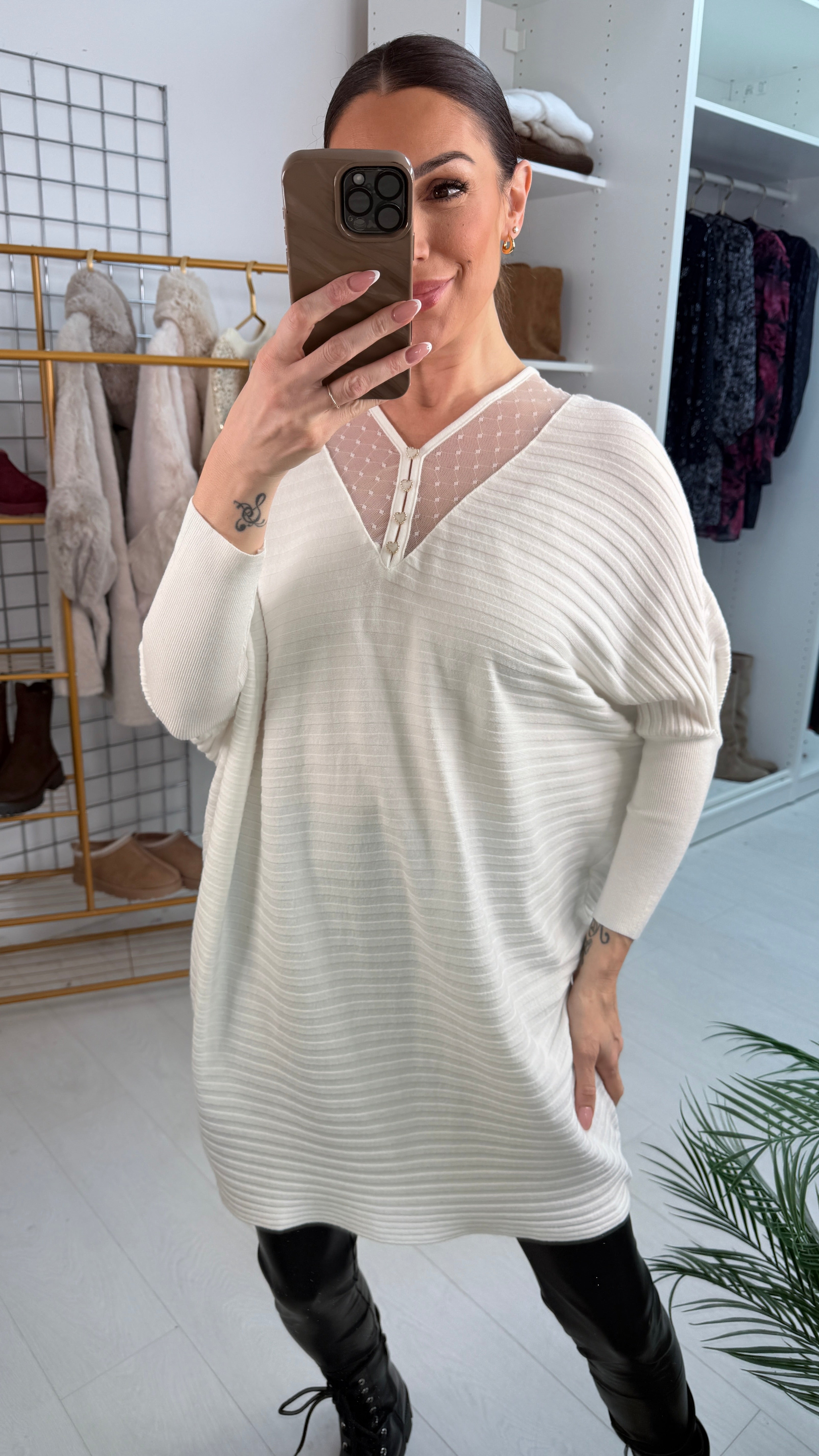 Jayla Ribbed Heart Button Knit Top