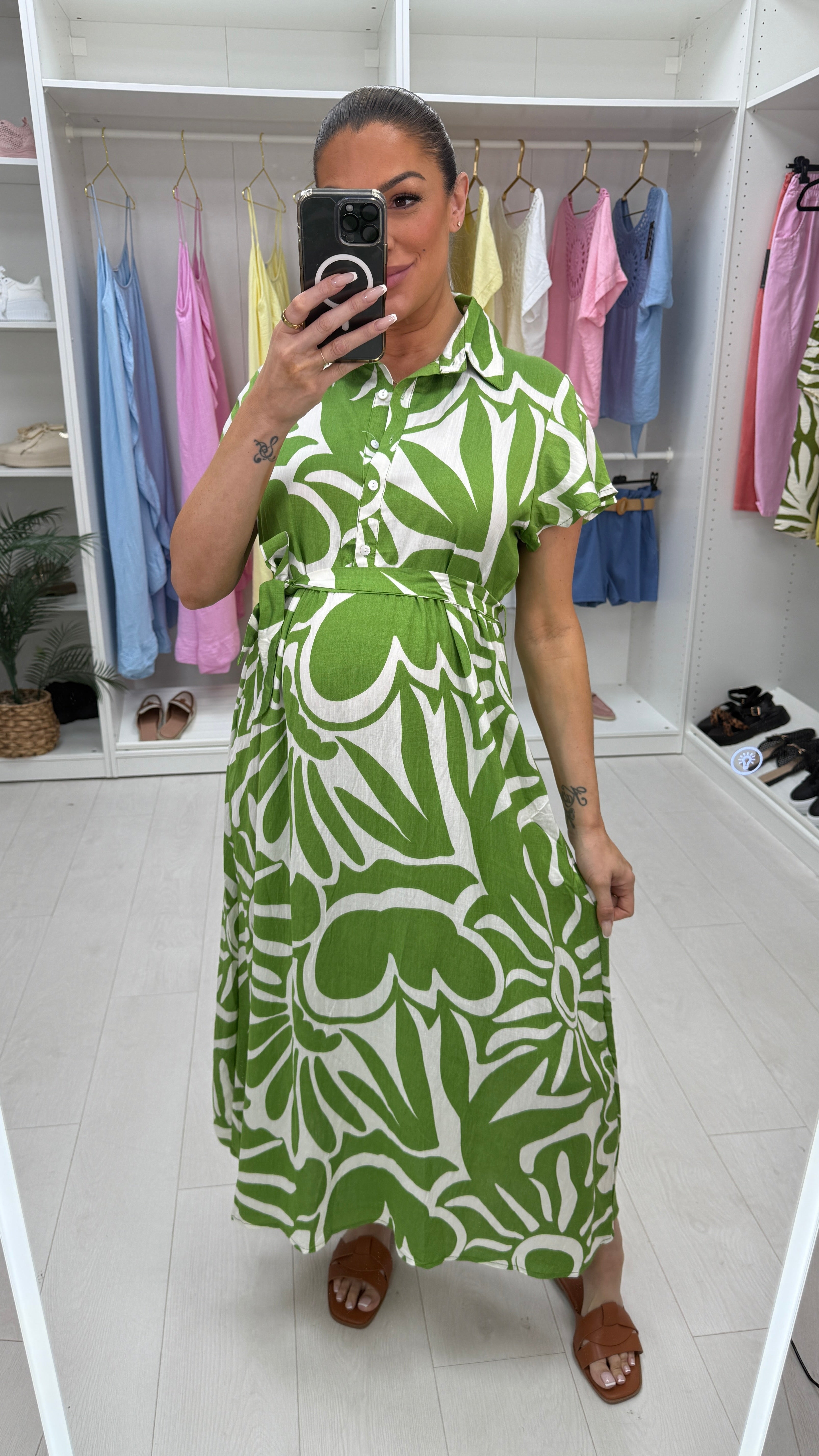 Lysandra Abstract Print Tie Front Maxi Dress