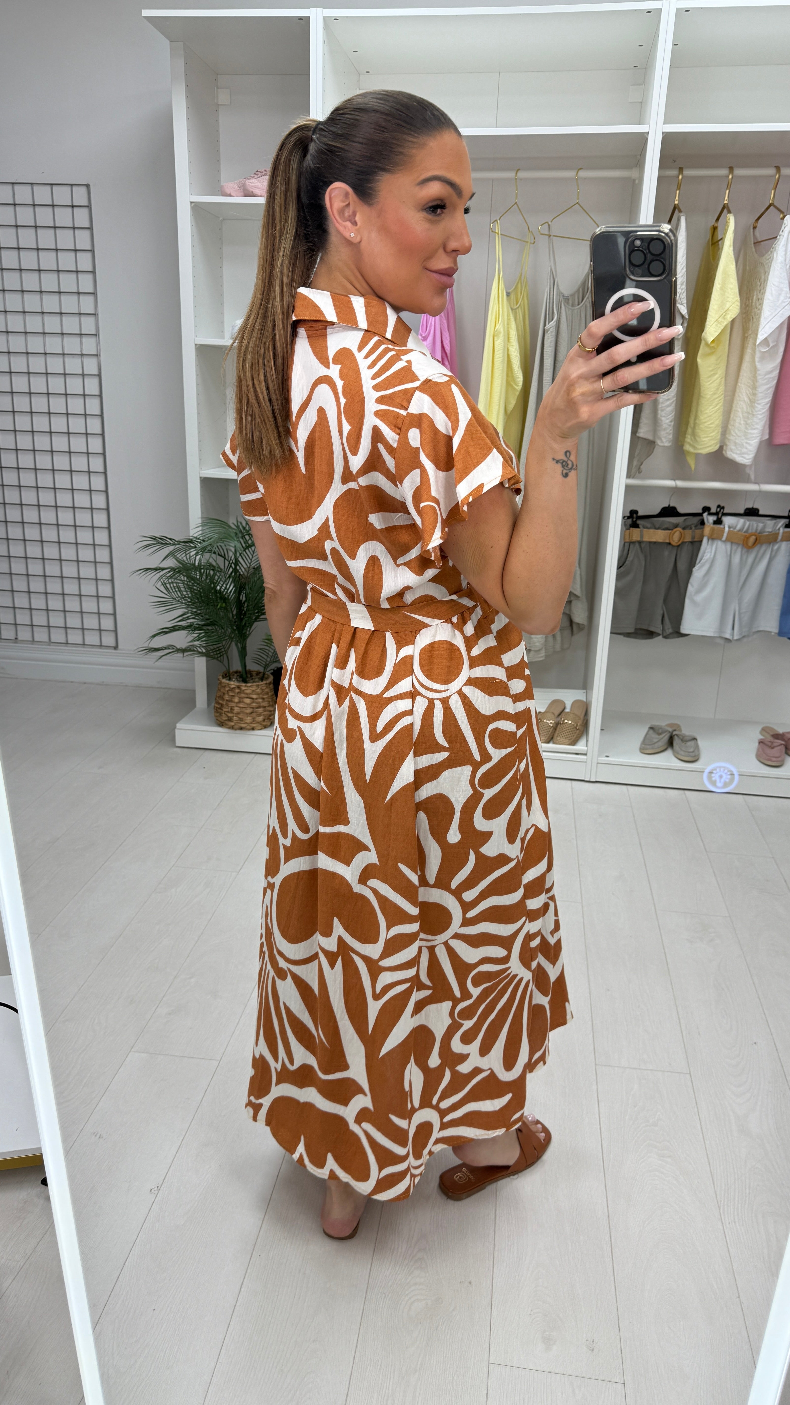 Lysandra Abstract Print Tie Front Maxi Dress