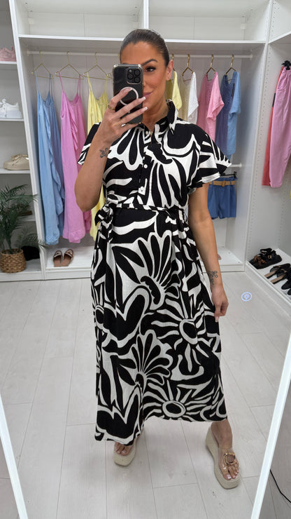 Lysandra Abstract Print Tie Front Maxi Dress