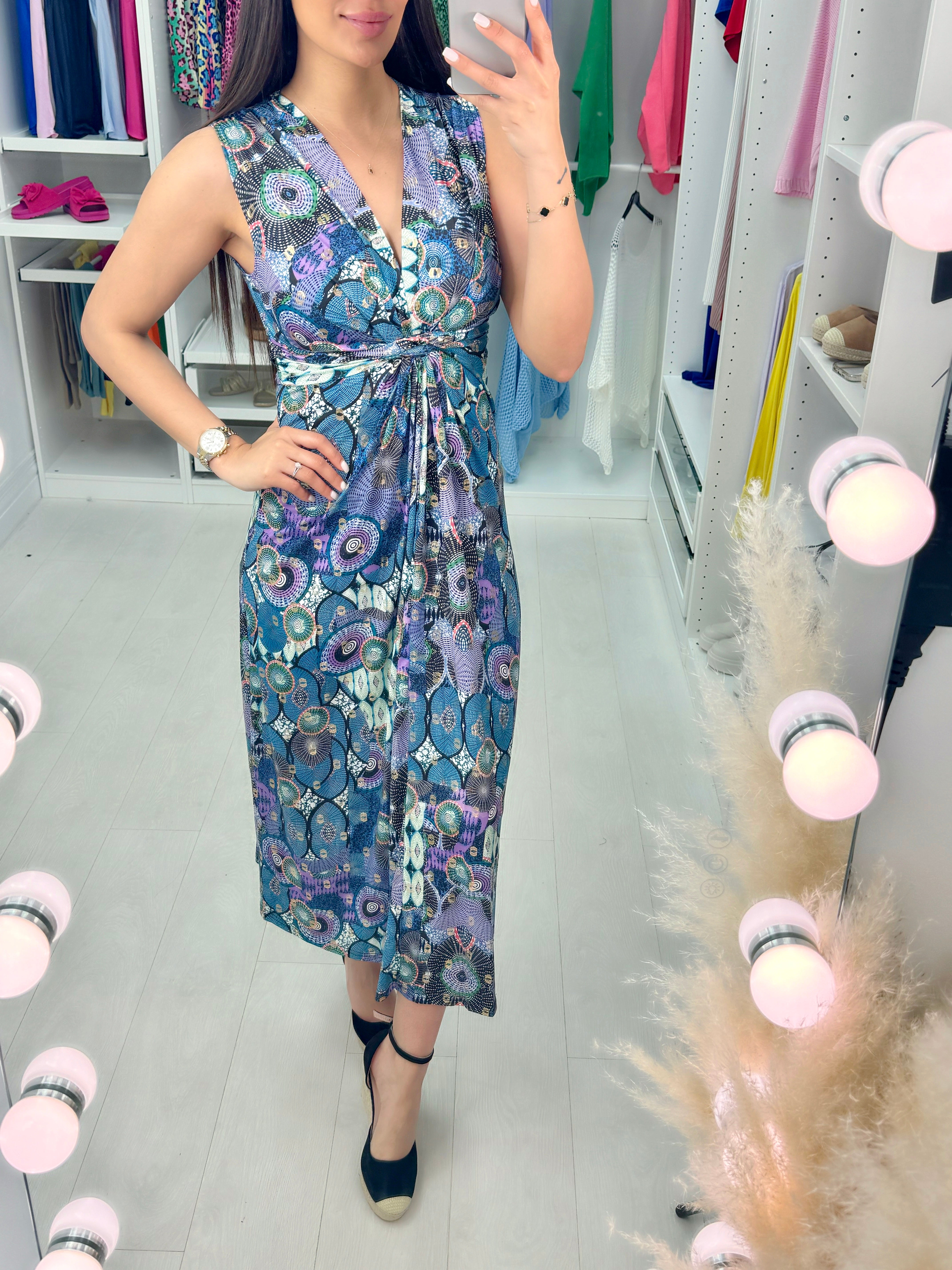 Edonia Abstract Print Wrap Effect Dress