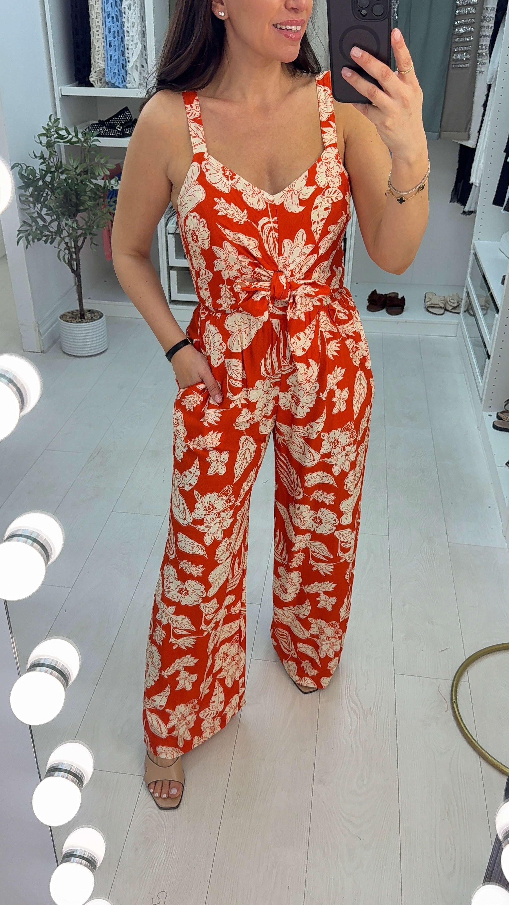 Miley Floral Print Tie Front Jumpsuit