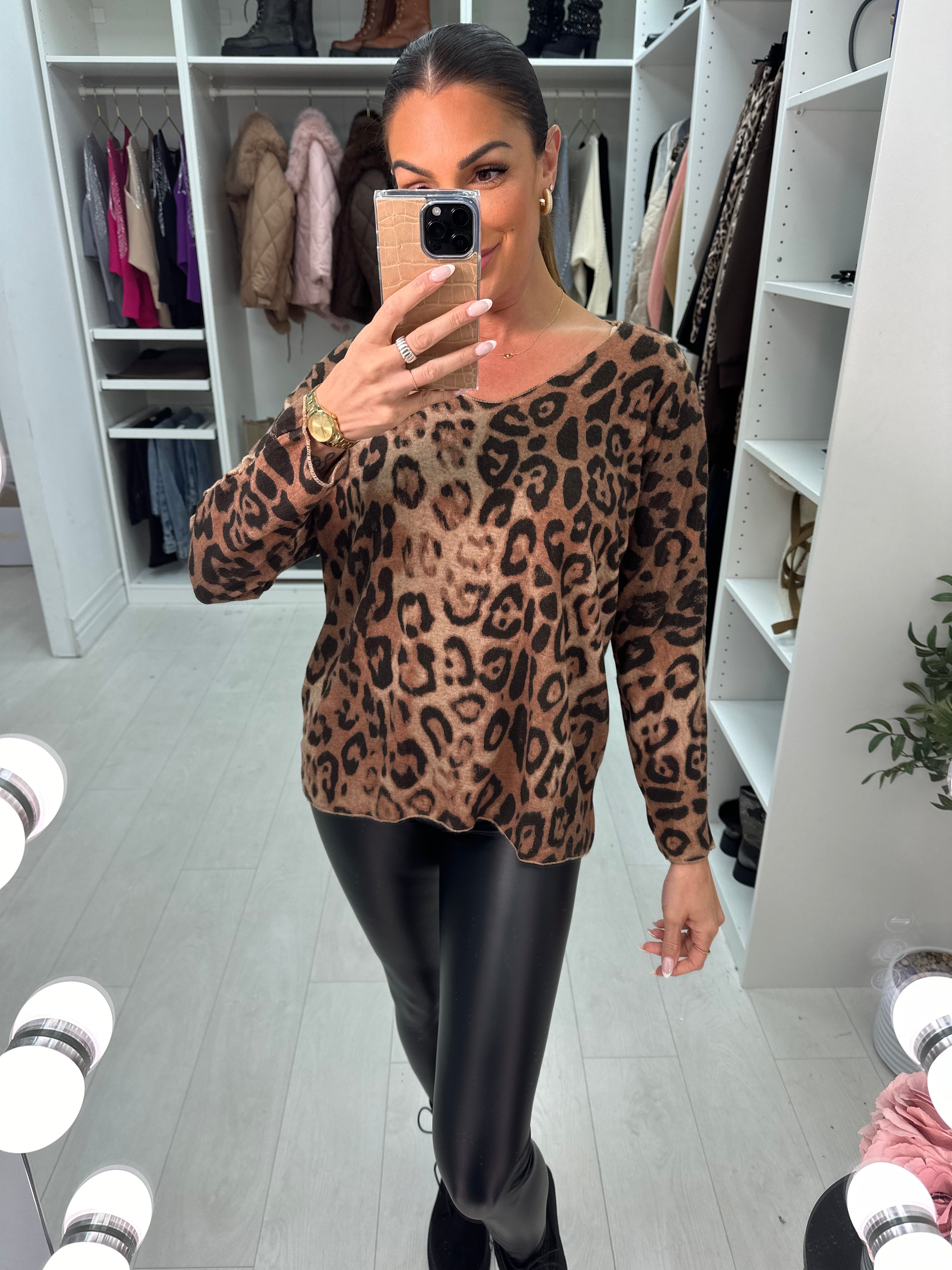 Cathy Super Soft Leopard Thin Knit Jumper